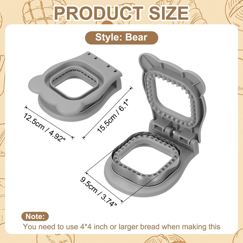 sourcing map Crustless Sandwich Cutter, Square Shape Uncrustable Sandwich Maker