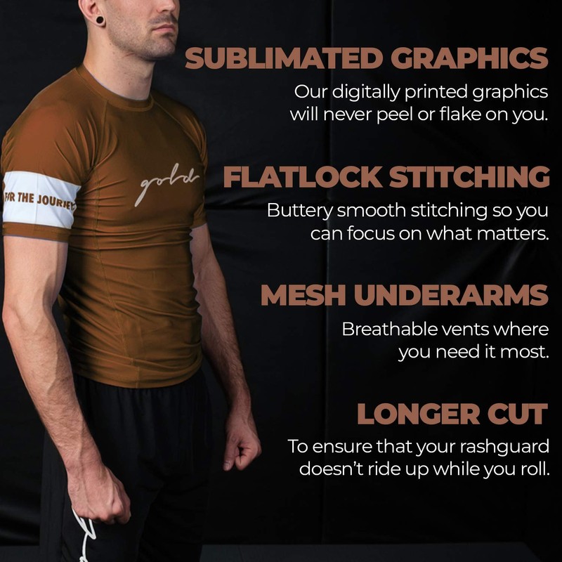 Gold BJJ Foundation Rash Guard - Ranked No-Gi and Gi