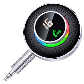 Glangeh Bluetooth Receiver 3.5mm, [Enlarged Button & LED Display Screen] Aux Adapter for Car, 5.3 Car Stereo/Home Stereo/Headphones, Support Siri/Hands-free call, Silver (J47)