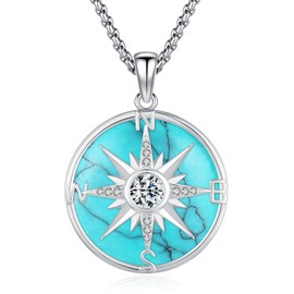Compass Necklace for Women Men 925 Sterling Silver Rotatable Compass Pendant Compass Jewelry Necklaces Gift for Birthday Graduation Anniversary Valentine