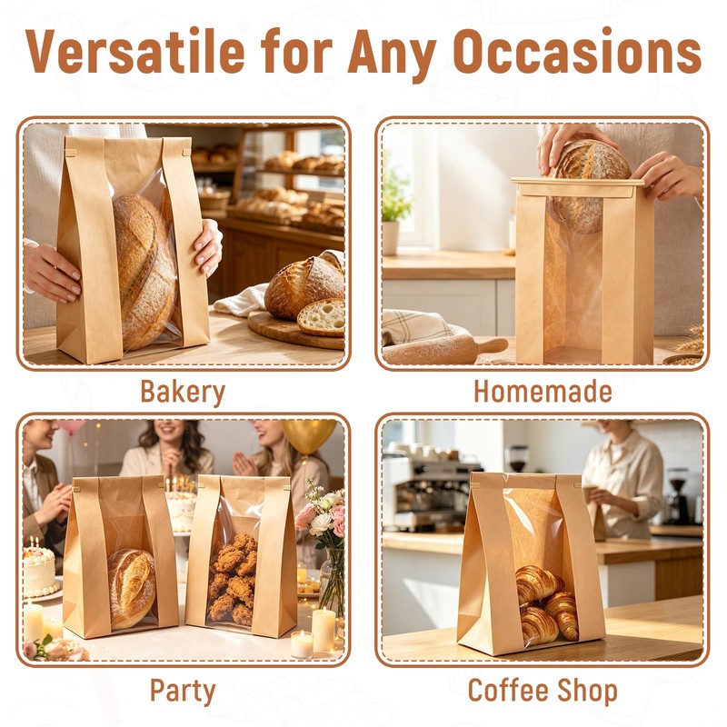 220 Pcs Paper Bread Bags with Tin Tie Tab, Includes