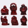 BRABUD Feng Shui 2in Red Resin Laughing Buddha Statue Figurines