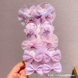 [WENJESO] Colorful Flower Ribbon Hair Ties for Kids High Elasticity Durable for Girls Tying Hair Baby Hair Accessories -Pl