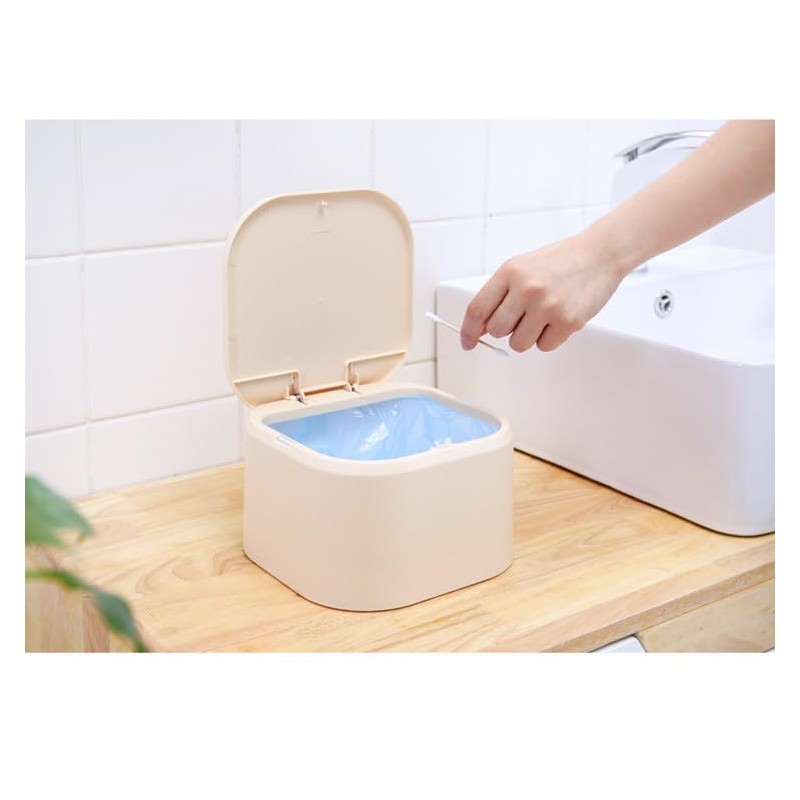 Desktop press type pop-up lid Scandinavian small rubbish bin small