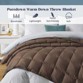 puredown®Lightweight Down Feather Comforter, Thin Down Fiber Bedding All Season Full/Queen Size Soft Cover Ultra Lightweight Down Fiber Duvet Insert (108" x 88")