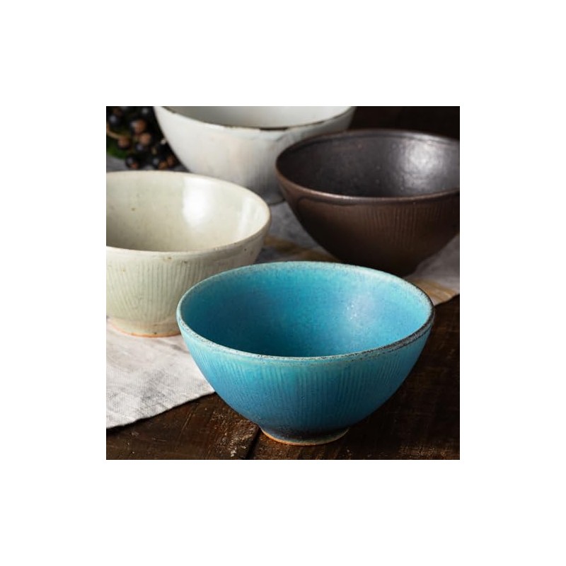 Marui Pottery MR-3-4543 Shigaraki Ware Hechimon Rice Bowl, Diameter Approx.