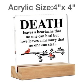 Memorial Gifts for Loss of Loved One - Sympathy Gifts fors Loss of Husband Wife Mom Dad - Remembrance Gifts for Men Women Clear Desk Sign Decor Home Desk Decor (4 x 4 Inches)