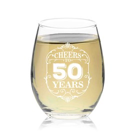 Veracco Mastered It! 2023 - Stemless Wine Glass 50th Birthday Gift For Him Her Fifty and Fabulous (Clear, Glass)