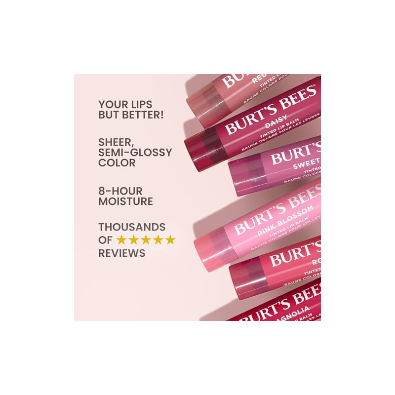 Bálsamo labial tintado natural Burt's Bees, Rosa, 2 unidades