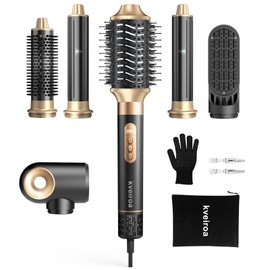 6 in 1 Hot Air Brush & Hair Dryer–High-Speed Hair Dryer Brush with Auto Wrap Curlers, Hot Air Styler Wrap Fast Drying & Frizz-Free Styling, No Heat Damage, Volumizing with Travel Bag