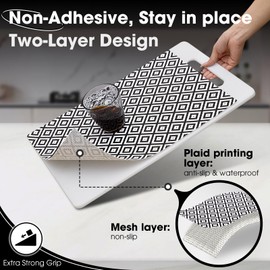 ALIUNI Drawer and Shelf Liner, Non-Slip Kitchen Cabinet Liners Non-Adhesive Thick Strong Grip Waterproof Washable Mats Protect Dresser Shelves Cupboard Bathroom Cabinets, Buffalo Plaid, 18 in X 10 FT