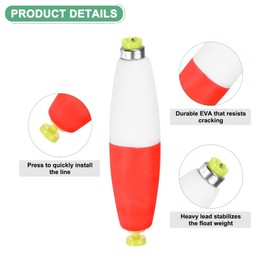 M METERXITY 5-Pack Fishing Bobbers Floats, 96mm EVA Foam Weighted Bobbers for Crappie/Bluegill/Trout Bass/Catfish, Clip-on Floats Slip Corks Floaters Strong Buoys [Red & White]