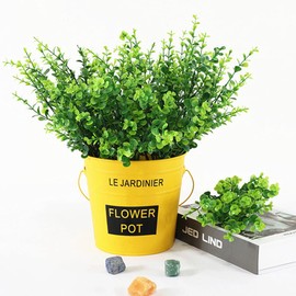 LoveniMen Artificial Shrubs, Plastic Plants Eucalyptus Leaves Greenery Grass Simulation Fake Bushes Outdoor Indoor Home Garden Verandah Kitchen Parterre Table Centerpieces Arrangements Decoration 4pcs