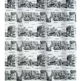 Spirella Anti-Schimmel Duschvorhang - Anti-Bakteriell, waschbar, wasserdicht - Peva, „Places“ 180x200cm Weiß Schwarz