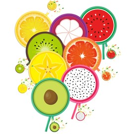 Vertintong 16 Pcs Round Foldable Hand Fan with 16 Pcs Incense Chips Summer Fruit Collapsible Cooling Fan Hanging with Fruit Air Freshener for Travel Summer Events Camping Outdoor Games Party Favors
