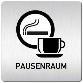 Türschilder24 XXL Door Sign (B) 125 x 125 x 1.5 mm Recreation Room Breakroom Tea Kitchen Smoker 000 Aluminium Solid Material 100% Made in Germany