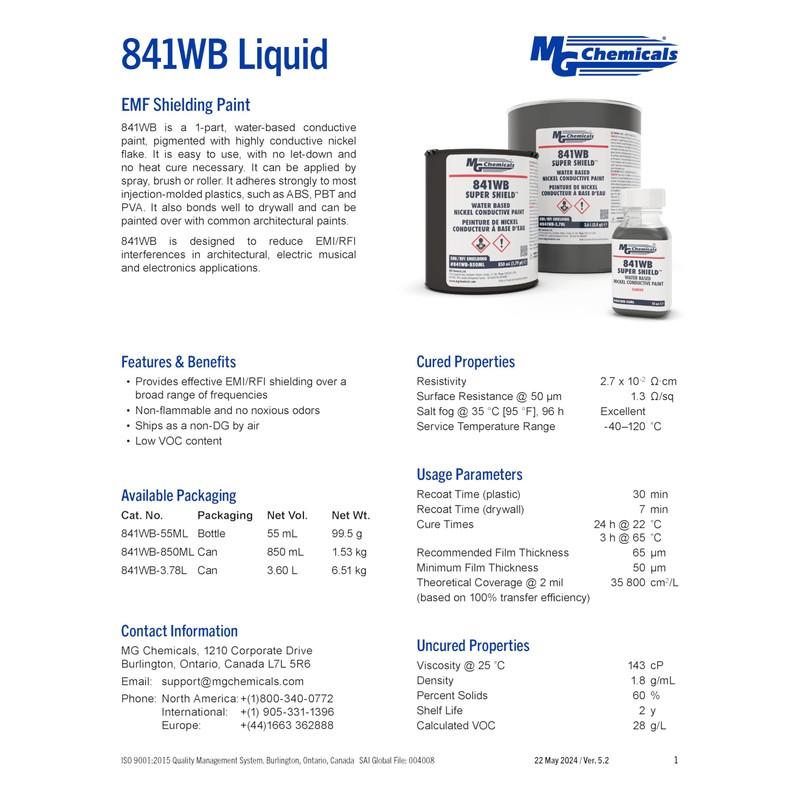 MG Chemicals 841WB-55ML EMF Shielding Paint Water Based Conductive Coating,