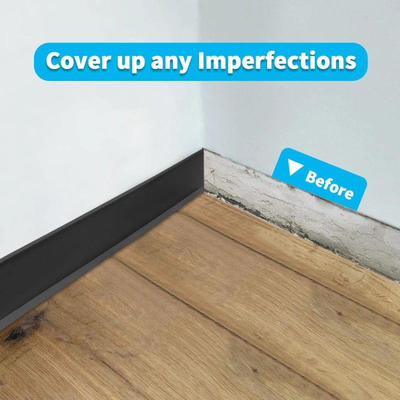 Art3d PVC Flexible Peel&Stick Skirting,Basebord,4inch x 20ft Black