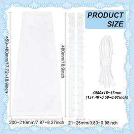 BENECREAT Wedding Dress Corset Back Panel Lace up, White Satin Zipper Replacement Adjustable DIY Craft Wedding Dress Accessories Materials, 45~48x20~21cm