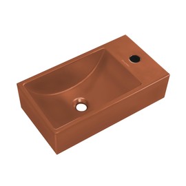 Swiss Madison Lisse 16" Concrete Rectangle Wall-Mounted Sink with Right Side Faucet Mount in Matte Terracotta