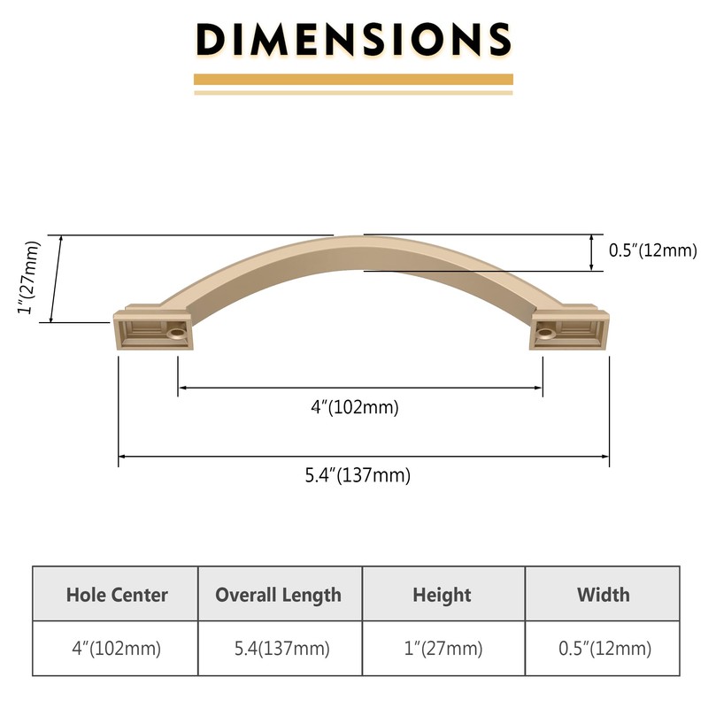 AOOTOCH 10 Pack Champagne Bronze Cabinet Pulls 4 Inch Cabinet
