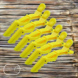 Moneyful Perm Elastic Band Dyeing Vinyl Perm Set Colorful Alligator Teeth Beauty Salon Clamp Pins 6P Set 12 Pieces Yellow / 머니풀 파마고무줄 염색비닐 파마용세트 컬러풀 악어이빨 미용실 집게핀 6P세트 12개 옐로우