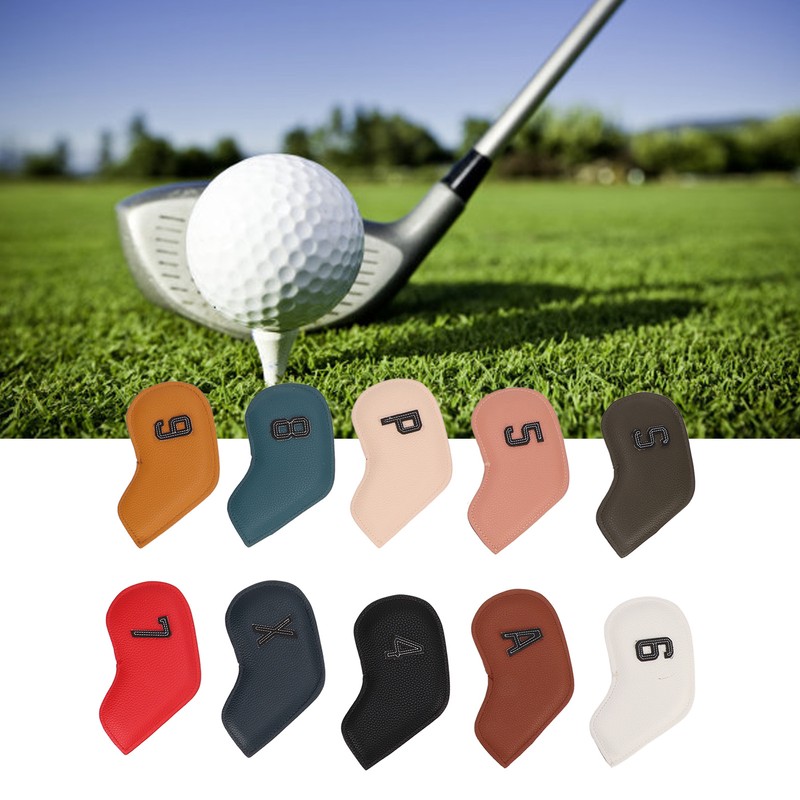 10PCS Golf Iron Head Cover Waterproof PU Numerical Golf Iron