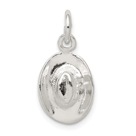 Solid 925 Sterling Silver Pendant Cowboy Hat Charm (17mm x 10mm)
