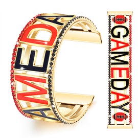 Game Day Bracelet Football GAME DAY Cuff Bangle Bracelet for Women Sports Crystal Wrap Stretch Bracelet Game Day Jewelry Football Fan Accessories Gift