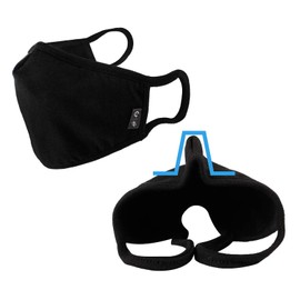 WITHMOONS 2PCS Face Mask Cotton Reusable Washable Multiple Layers Masks Cover Shield Black EU0301