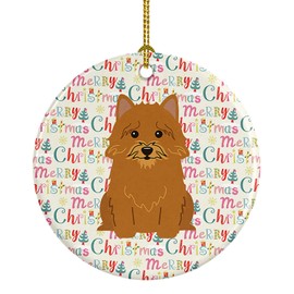 Caroline's Treasures Merry Christmas Norwich Terrier Ceramic Ornament, Multicolor Christmas Tree Hanging Decorations for Home Christmas Holiday, Party, Gift, 3 in, Multicolor