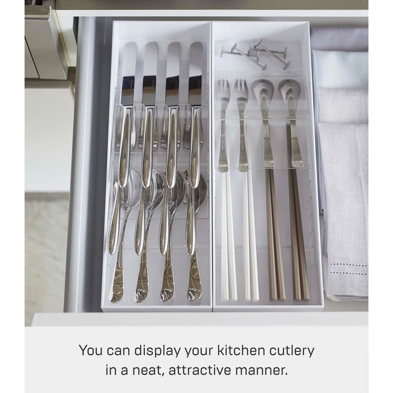 Yamazaki 5413 3D Oblique Cutlery Case, White, Approx. W13.8 x