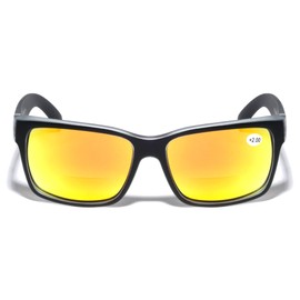 V.W.E. Men Large Bifocal Outdoor Sunglasses Reader 150mm Wide Reading Glasses (Orange Mirror, 2.50, multiplier_x)