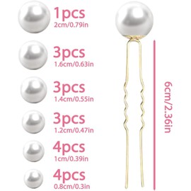 18 Piezas Horquillas De Perlas Para El Pelo, Horquillas de Pelo de Perlas para Novia, Tocado de Novia, 5 Tamaños, en Forma de U, para Niñas, Mujeres, Bodas, Novias, Damas de Honor, Fiestas de Graduación, Joyería Bohemia Vintage Perlas para Cabello (Plata