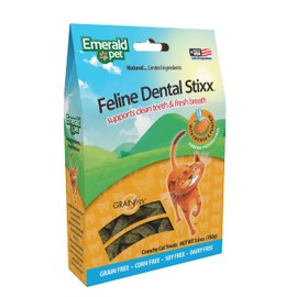 Emerald Pet Feline Dental Stixx — Tasty and Crunchy Cat Dental Sticks with Pumpkin for Digestive Health — Natural Grain Free Dental Treats for Clean Cat Teeth and Fresh Breath — Chicken Stixx, 3.6 oz
