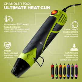 Heat Gun for Crafting, Mini Dual Temp Hot Air Gun Tool for Epoxy Resin, Shrink Wrapping, Vinyl Wrap, Embossing, Electronics, Candle Making, Sublimation, Phone Repair & DIY (Green/Black)