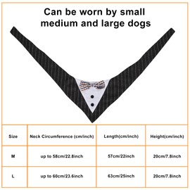 Dog Wedding Bandana, Dog Wedding Outfit with Bow Tie, Plaid Pet Scarf for Birthday Party Supplies (Dog Wedding Bandana Grey, Large)