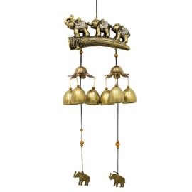 Turkish Blue Evil Eye Amulet Wind Chimes Bells Three Baby Elephants Wall Hanging Home Decor Ornament Protection Good Luck Blessing Gift