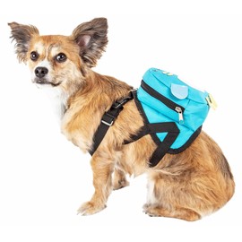 Pet Life ® 'Waggler Hobbler' Large-Pocketed Compartmental Animated Dog Harness and Pet Backpack Carrier with Added Pouch Along The Dog Packpack