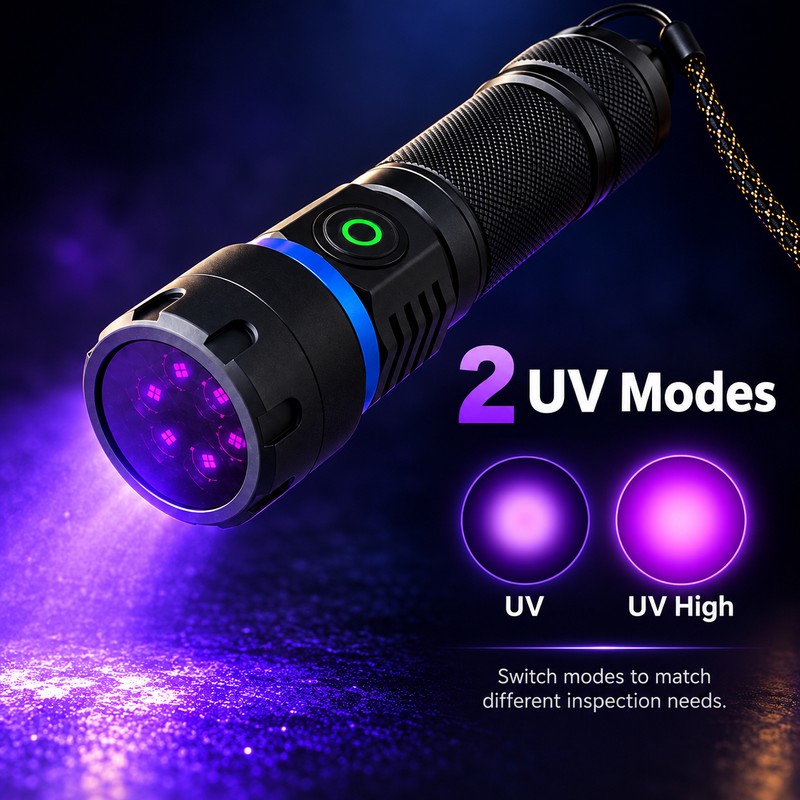 365nm UV Flashlight for Pet Stain Detection – Dual-Mode Blacklight