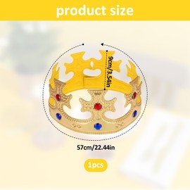 King's Crown Hat, Crown King, Crown Medieval King, Birthday Royal Crown Hats, Golden King Crowns for Adults, Crown Party Hat for Queen Princess Fairy Tale Nobility Accessory Costume Carnival