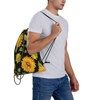 Richugui Black Drawstring Bags Sunflower Drawstring Backpack Sports Gym Bag