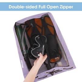 WANDF Swim Bag Mesh Drawstring Backpack Beach Backpack for Swimming, Gym, and Workout Gear(Purple)