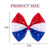 IKOLA 4.5 Inch Sequin Hair Bows, Red White Blue