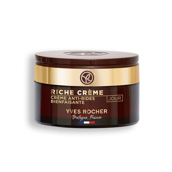 Yves Rocher Face Moisturizer Riche Crème Comforting Day Cream for Mature Skin, with precious Rose oils from France, 50 ml jar