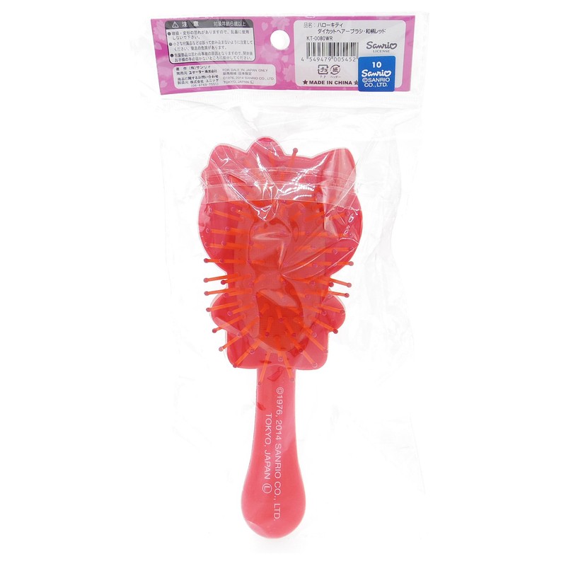 ユニック ダイカットヘアブラシ ハローキティ 和柄レッド KT-0080WR H18xW17cm