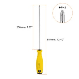 sourcing map PH2 Phillips Screwdriver #2 12.4" Magnetic Screwdrivers 7.9" CR-V with Ergonomic Handle for DIY Repairing, Yellow