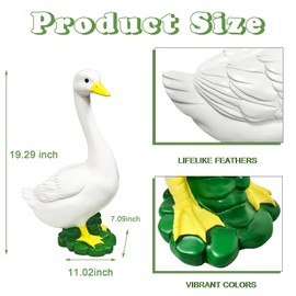 Large White Goose Statue Cygnus, Funny Thanksgiving Big Bird Decor Garden Sculpture with Black Magic Cloak Costume Clothes and Hat Home Porch Patio Pond Yard Art Duck Figurine Christmas Decorations