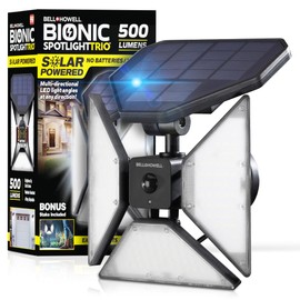 Bell+Howell Bionic Trio Solar Lights Outdoor with Motion Sensor, Super Bright Landscape Spotlight for Outdoor, Patio, Yard, and Garden – 500 Lumens, Black, As Seen On TV (Cool White)
