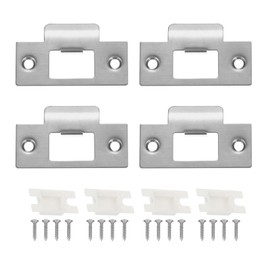 sourcing map Door Deadbolt Strike Plates Stainless Steel T Cam Block Door Locks Latch Strike Plate for Exterior Door Reinforce Security Silver Pack of 4